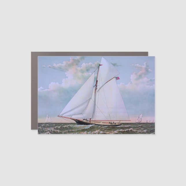 Antique Sailing Ship Sloop Yacht Sailboat Ocean Car Magnet (Front)