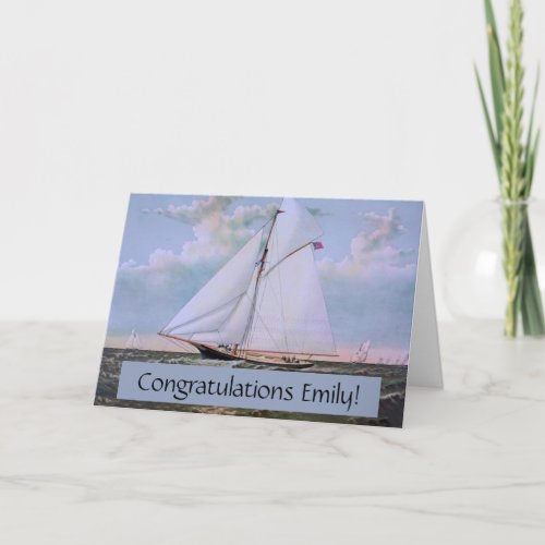 Antique Sailing Ship Sloop Yacht Sailboat Ocean Card