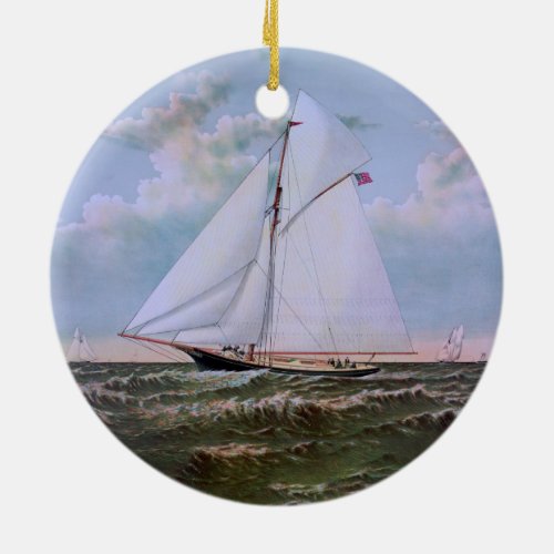Antique Sailing Ship Sloop Yacht Sailboat Ocean Ceramic Ornament
