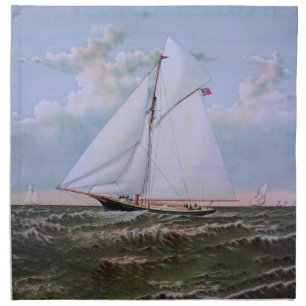 Antique Sailing Ship Sloop Yacht Sailboat Ocean Cloth Napkin
