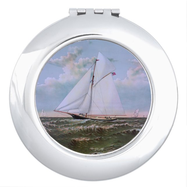 Antique Sailing Ship Sloop Yacht Sailboat Ocean Compact Mirror (Front)