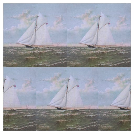 Antique Sailing Ship Sloop Yacht Sailboat Ocean Fabric