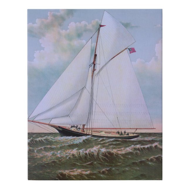 Antique Sailing Ship Sloop Yacht Sailboat Ocean Faux Canvas Print (Front)