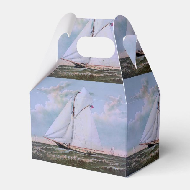 Antique Sailing Ship Sloop Yacht Sailboat Ocean Favor Boxes (Front Side)