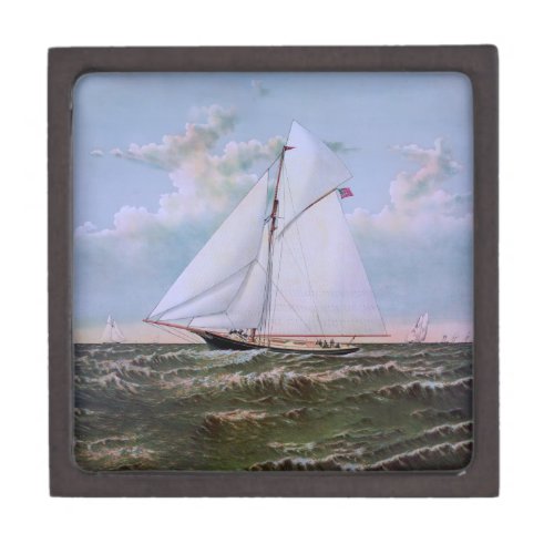 Antique Sailing Ship Sloop Yacht Sailboat Ocean Gift Box