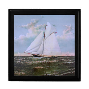 Antique Sailing Ship Sloop Yacht Sailboat Ocean Gift Box