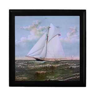 Antique Sailing Ship Sloop Yacht Sailboat Ocean Gift Box