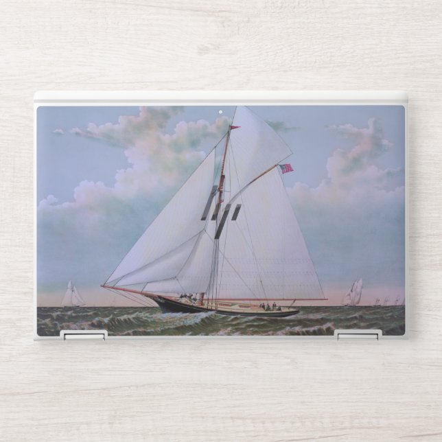 Antique Sailing Ship Sloop Yacht Sailboat Ocean HP Laptop Skin (Front)