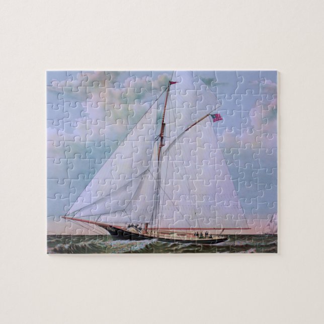 Antique Sailing Ship Sloop Yacht Sailboat Ocean Jigsaw Puzzle (Horizontal)