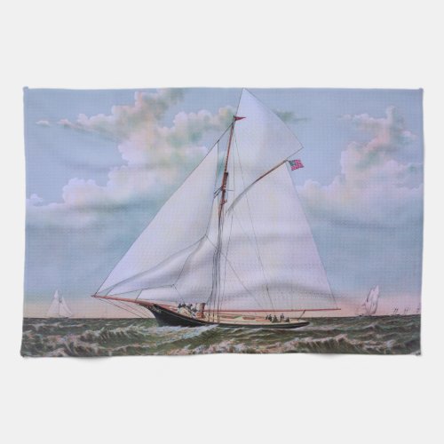 Antique Sailing Ship Sloop Yacht Sailboat Ocean Kitchen Towel