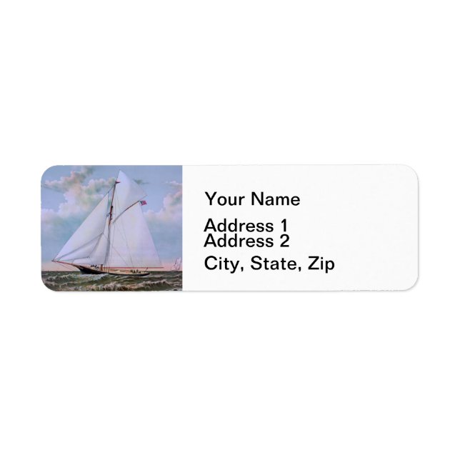 Antique Sailing Ship Sloop Yacht Sailboat Ocean Label (Front)