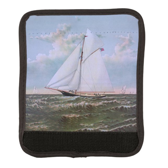 Antique Sailing Ship Sloop Yacht Sailboat Ocean Luggage Handle Wrap (Front)