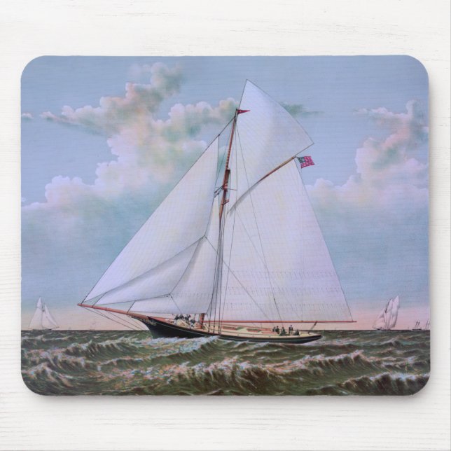 Antique Sailing Ship Sloop Yacht Sailboat Ocean Mouse Pad (Front)
