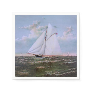 Antique Sailing Ship Sloop Yacht Sailboat Ocean Napkins