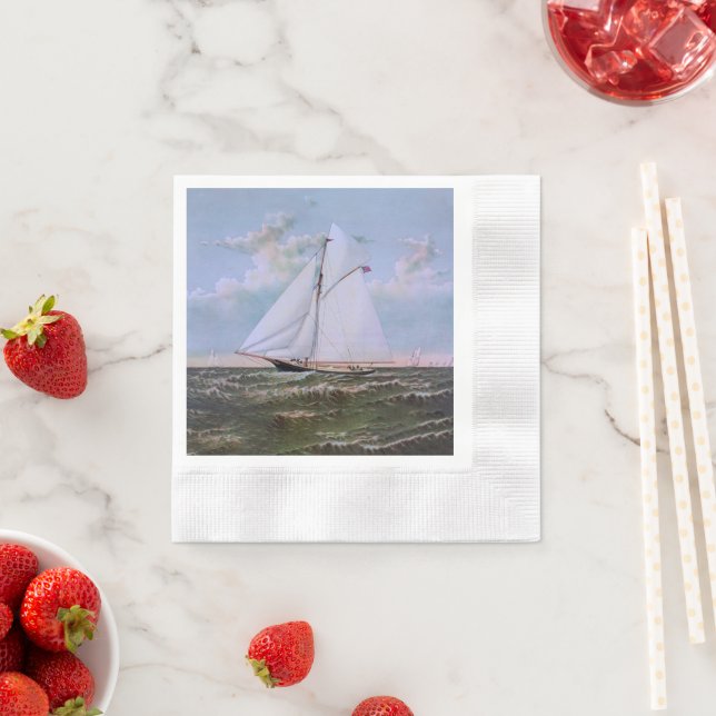 Antique Sailing Ship Sloop Yacht Sailboat Ocean Napkins (Insitu)