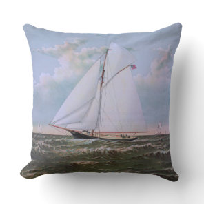 Antique Sailing Ship Sloop Yacht Sailboat Ocean Outdoor Pillow