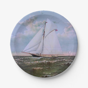 Antique Sailing Ship Sloop Yacht Sailboat Ocean Paper Plates
