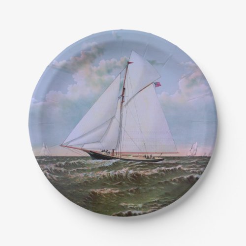 Antique Sailing Ship Sloop Yacht Sailboat Ocean Paper Plates