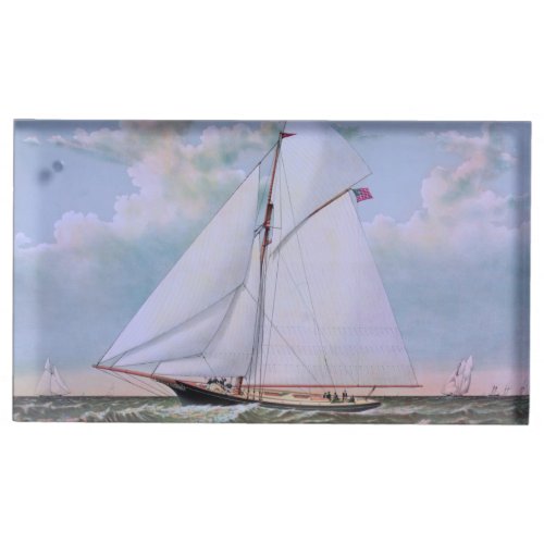 Antique Sailing Ship Sloop Yacht Sailboat Ocean Place Card Holder