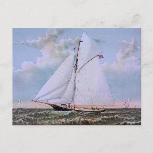 Antique Sailing Ship Sloop Yacht Sailboat Ocean Postcard