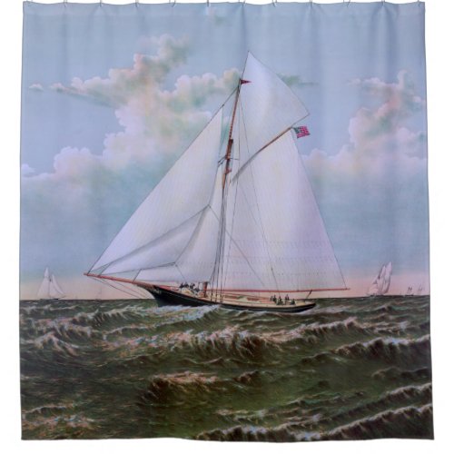 Antique Sailing Ship Sloop Yacht Sailboat Ocean Shower Curtain