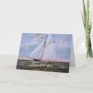 Antique Sailing Ship Sloop Yacht Sailboat Ocean Thank You Card