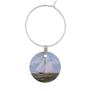 Antique Sailing Ship Sloop Yacht Sailboat Ocean Wine Charm