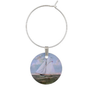 Antique Sailing Ship Sloop Yacht Sailboat Ocean Wine Charm