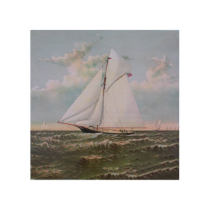 Antique Sailing Ship Sloop Yacht Sailboat Ocean Wood Wall Art