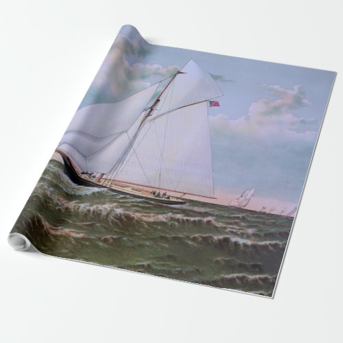 Antique Sailing Ship Sloop Yacht Sailboat Ocean Wrapping Paper