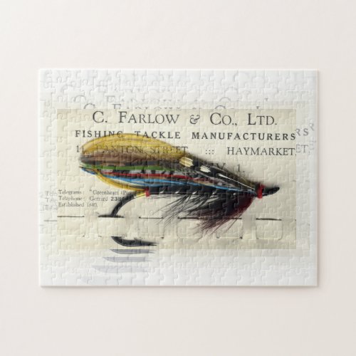 Antique Salmon Fly on Card Jigsaw Puzzle