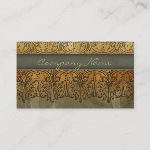 Customizable Antique Salon Spa Lace Business Card Green gold