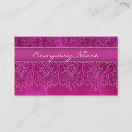 Antique Salon Spa Lace Business Card hot pink