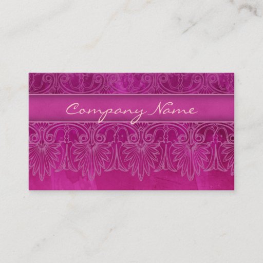 Customizable Antique Salon Spa Lace Business Card hot pink