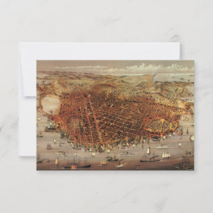 Antique San Francisco City Map, Change of Address Invitation