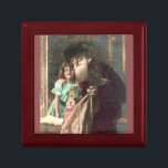 Antique Santa and Girl Christmas Gift Box<br><div class="desc">A charming antique 1910 French Christmas photo postcard of a rustic,  vintage Santa Claus and a pretty,  adorable little girl happily posing with a bag of festive toys and presents. With elegant antique gold lettering wishing a Joyeux Noel.</div>