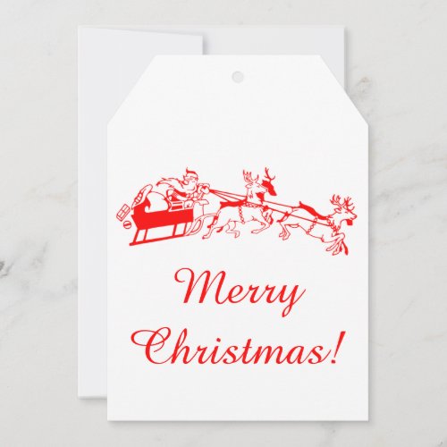 Antique Santa and Sleigh Large Christmas Gift Tag Holiday Card
