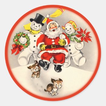 Antique Santa And Snow People Stickers by christmas1900 at Zazzle