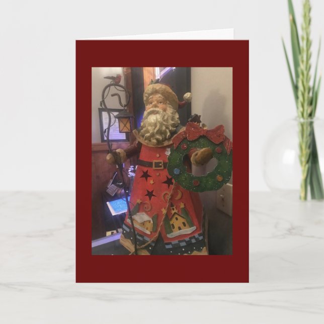 ANTIQUE SANTA SAYS "HAPPY HOLIDAYS" CARD (Front)