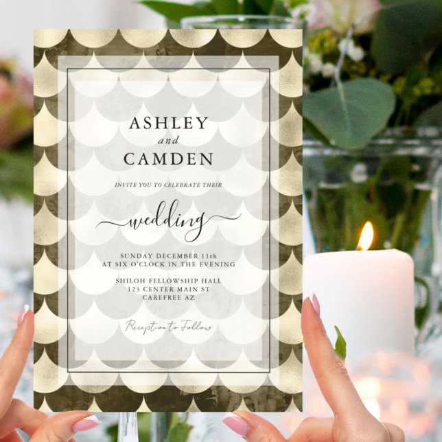 Antique Scallop Gilded Wedding Invitation (Creator Uploaded)