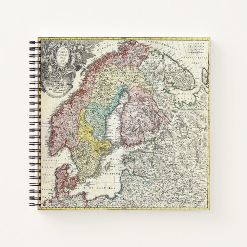 Antique Scandinavia Map Notebook