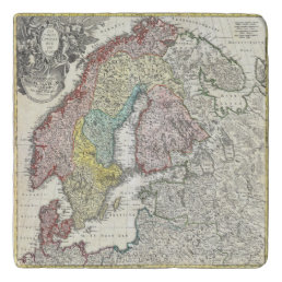 Antique Scandinavia Map Trivet
