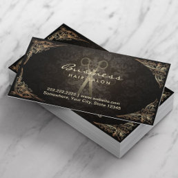 Antique Scissor Dark Damask Hair Salon Business Card