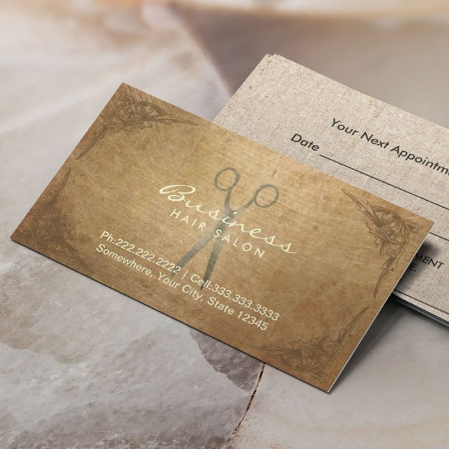 Antique Scissor Framed Hair Salon Appointment Card (Creator Uploaded)