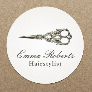 Antique Scissor Vintage Hair Salon Classic Round Sticker