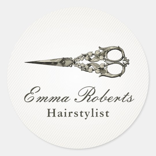 Antique Scissor Vintage Hair Salon Classic Round Sticker Zazzle Com