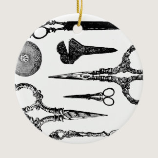 Antique Scissors Vignette Ceramic Ornament