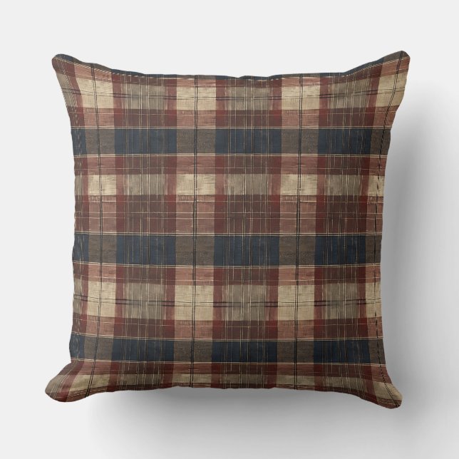 Antique Scottish Tartan  Throw Pillow (Front)