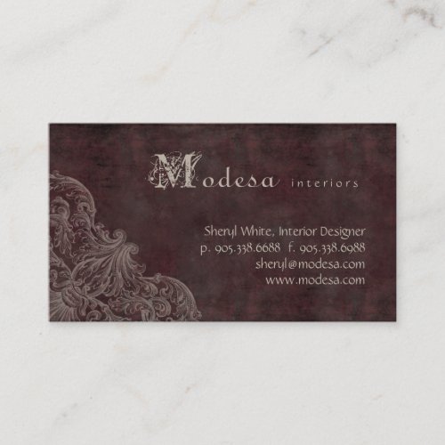 Antique Scroll Business Card Interior Design Burgu