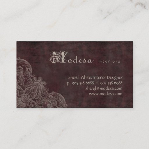 Customizable Antique Scroll Business Card Interior Design Burgu